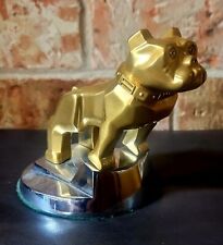 VINTAGE MACK TRUCK BULLDOG GOLD HOOD ORNAMENT WITH CHROME BASE  picture