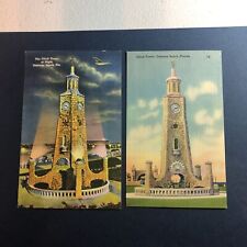 Postcards x2 Daytona Beach Florida Clock Tower Day and Night View Illuminated picture