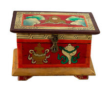 Box Tibetan - Boot Jewelry - Buddhist Wood - Crafts Nepal - 7 7/8in 351 picture