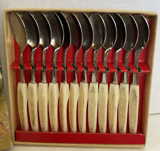 Vintage Little Cocktail Spoons Relish Hors d'oeuvre Stainless Floral Set Of 12 picture