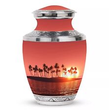 Brown Hawai Sunset Large Modern Urns For Human Ashes Size 10 Inch Funeral Burial picture