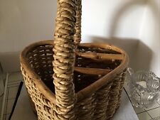 Vintage Primitive Heart Shape Basket W/ Compartments Folk Art Piec picture