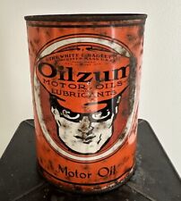 Vintage 1930s  Oilzum Motor Oil Can Full One Quart The White & Bagley Co. Mass picture