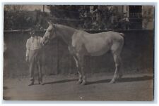 c1910's Cowboy And Horse Dirt Road Hartford Livery Antique RPPC Photo Postcard picture
