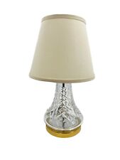 Vintage Waterford Crystal Brass Tabletop Electric Lamp With Shade 17.5” picture
