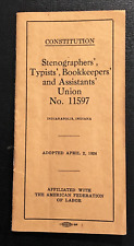 1926 Union No.11597 Constitution for Stenographers, Typists & More picture