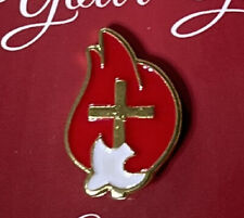 Confirmation Lapel  Pin Come Holy Spirit White Dove Red Flame NIP picture