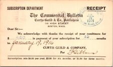Postcard Commercial Bulletin Subscription Receipt Boston Massachusetts 1915 R475 picture