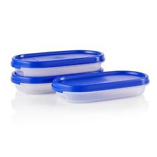 Tupperware Modular Mates OVAL 1/2 Container with Blue Seals Set of 3 NEW picture