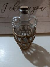 Vintage Italian Glass Wrapped In Wicker Wine Decanter picture