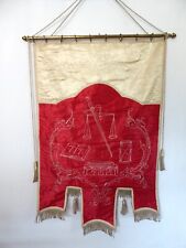 VINTAGE MASONIC ODD FELLOWS EMBROIDERED LODGE BANNER COFFIN SCALES (PRE-OWNED) picture