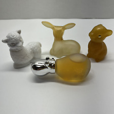 Lot of 4 Vintage Avon Animal Perfume Bottles Lamb Bunny Fawn Hippo picture