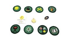 Vintage 1975 Girl Scout Patches 8 unused, Locket, Membership Pin & Promise Pin picture