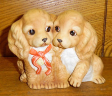 1988 Homeco Masterpiece Porcelain 2 Puppy Dogs Figurine picture