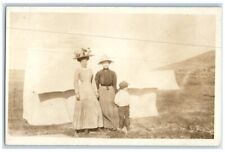 c1910's Women Little Boy Big Hat Tent Farm Colorado CO RPPC Photo Postcard picture
