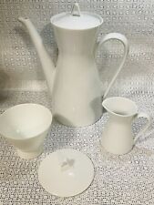 Lot of Vintage Rosenthal German Classic Solid White Tea Pot, Sugar Bowl, Creamer picture