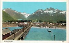 Valdez AK Town View From Pier Linen 1950s Unused  picture