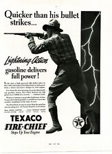 1937 Texaco Fire Chief Gasoline Hunter w Rifle Lightning Vintage Print Ad picture