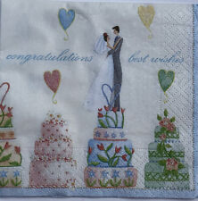 two Individual Vintage Wedding beverage paper napkins for decoupage Best Wishes picture