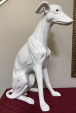 Vintage Italy 23” Sitting White Whippet Greyhound Ceramic Dog Statue picture