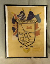 WWI Era 13th Engineers  RY USA 1917 1918 1919 Wool Trench Art Matte Map Framed picture