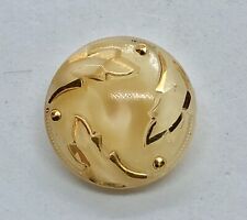 Vintage Tan Moonglow Button, Triplicate Design, 3 Leaves in Gold Luster, HTF picture