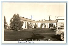 1947 Light House Auto Cabins Ellensburg WA Otter Rock OR RPPC Photo Postcard picture