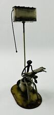 Vintage Certo Italian Handcraft Welding Art 8” Metal Sculpture MAN ON TOILET picture