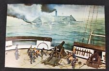 Monitor & Merrimac Battle of Mobile Bay Canons On Deck Lusterchrome Postcard picture