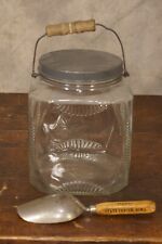 Antique 1920 s Glass General Store Counter Lidded Jar Advertising Scoop picture