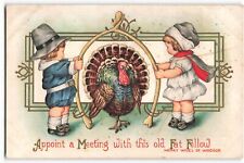 Postcard Merry Wives of Windsor Thanksgiving Embossed Fat Fellow VTG VPC01. picture