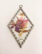 Vintage Alaska Pressed Flowers Glass Ornament picture