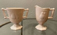 30's Repro Baltimore Pear Creamer and Sugar Pink Milk Glass by Jeanette Glass Co picture