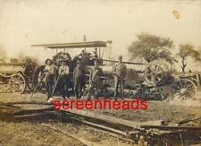 EARLY STEAM TRACTOR CABINET PHOTO WITH FARMER RAIL SPLITTERS VG picture