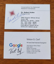 Autographed Bob Kahn and Vint Cerf business cards w/coa  INVENTORS OF INTERNET picture