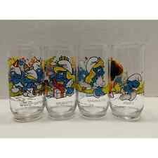 Lot of 4 Vintage Hardee's Peyo Smurf Glasses 1982/1983 Wallace Berry picture
