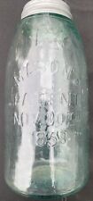 Maltese Cross Blue Glass Mason Jar  Atlas Zinc Lid 2 Quart Pat. 1858, Bubble picture