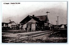 c1960 IC Charles City Iowa IA Railroad Train Depot Station RPPC Photo Postcard picture