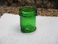 Small Antique Emerald Green Crackled Glass Panel Medicine / Cosmetics Jar. picture