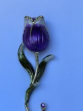 Ciel Jeweled  Tulip Flower Purple Trinket Box. Hand Made With Swarovski Crystal picture