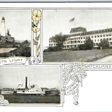 c1900s Boston, MA Lighthouse Rockland House Lincoln Steamer Filenes Postcard A52 picture