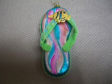 Tropical Fish Thong Flip Flop Shoe Beaded Glitter Glass NWT Macys Holiday Lane picture