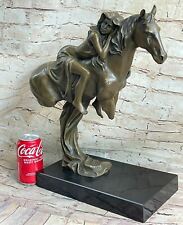 A Rare Fine Art Artwork Cast bronze Lady Godiva Riding Faithfull Horse Signed picture