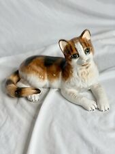 Vintage Calico Cat Figurine Hand Painted ~ Italy 13”L   7.75”H picture