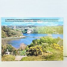 Vintage Wales Postcard Longest Welsh Word In The World Menai Strait picture