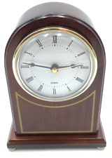 Vintage Bombay Company Brown Analog White Dial Quartz Arched Mantel Desk Clock picture