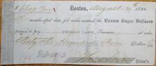 Boston Sugar Refinery 1855 Bank Check / Promissory Note - MA Massachusetts Mass picture