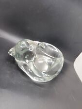 Vintage Crystal Glass Sleeping Cat Votive Candle Holder , Indiana Glass picture