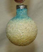 West German Antique Blue Glass Mica Frosted Vintage Christmas Ornament 1950s picture