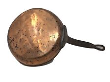 Antique Primitive Copper Pot Skillet Handmade  With Iron  Handle 10” picture